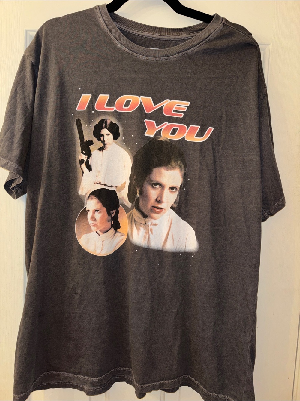 Star Wars Graphic Princess Leia 'I Love You' Tee - Charcoal 2X EUC
